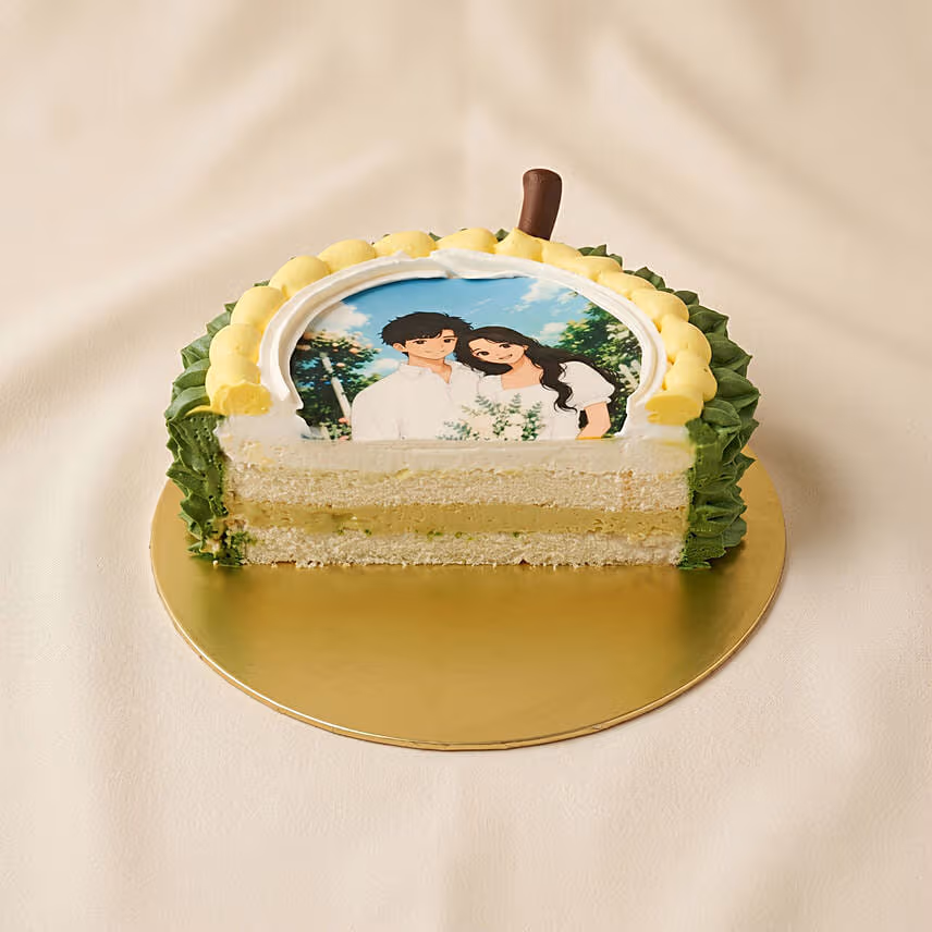 Personalised Vanilla Musang King Durian Ghibli Photo Cake