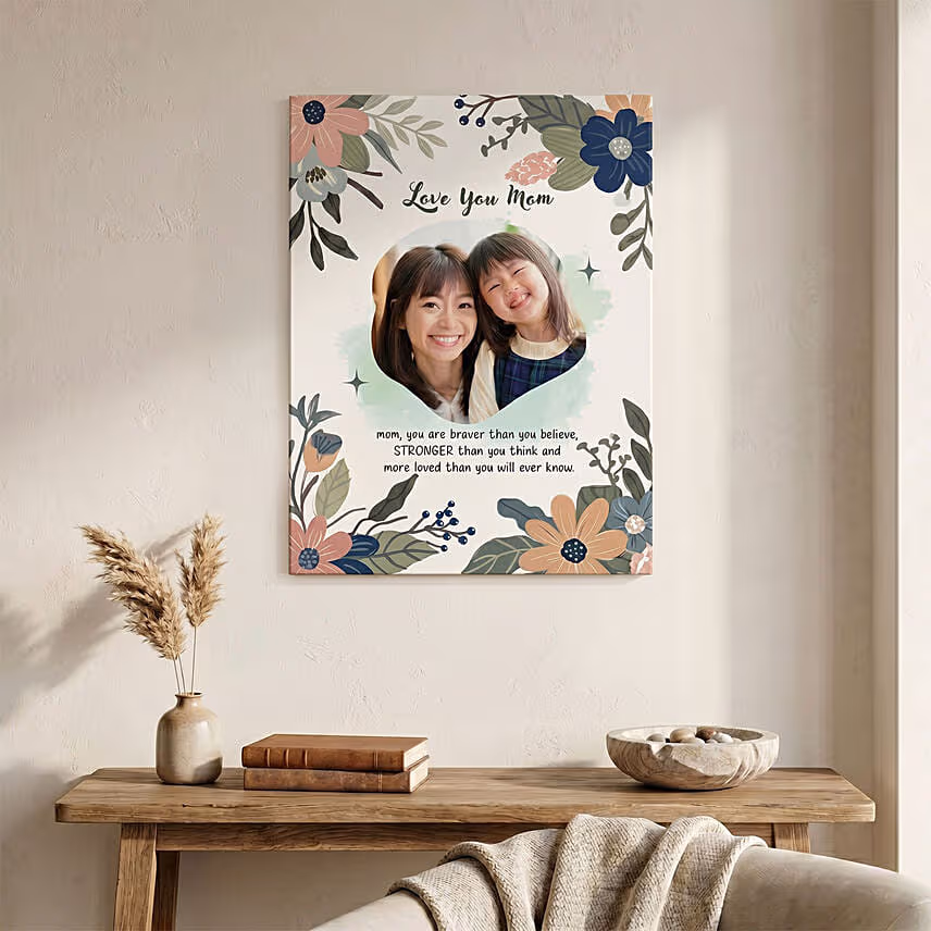 Love You Mom Personalised Canvas Frame Cushion & Mug