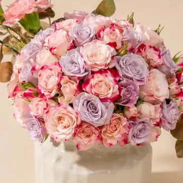 Exquisite Arrangement of Roses & Carnations in a Luxury Ceramic Vase - Arrangement