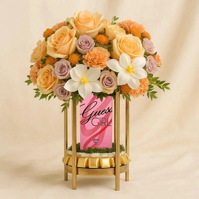Guess Girl Perfume For Her With Chocolate n Flower Stand