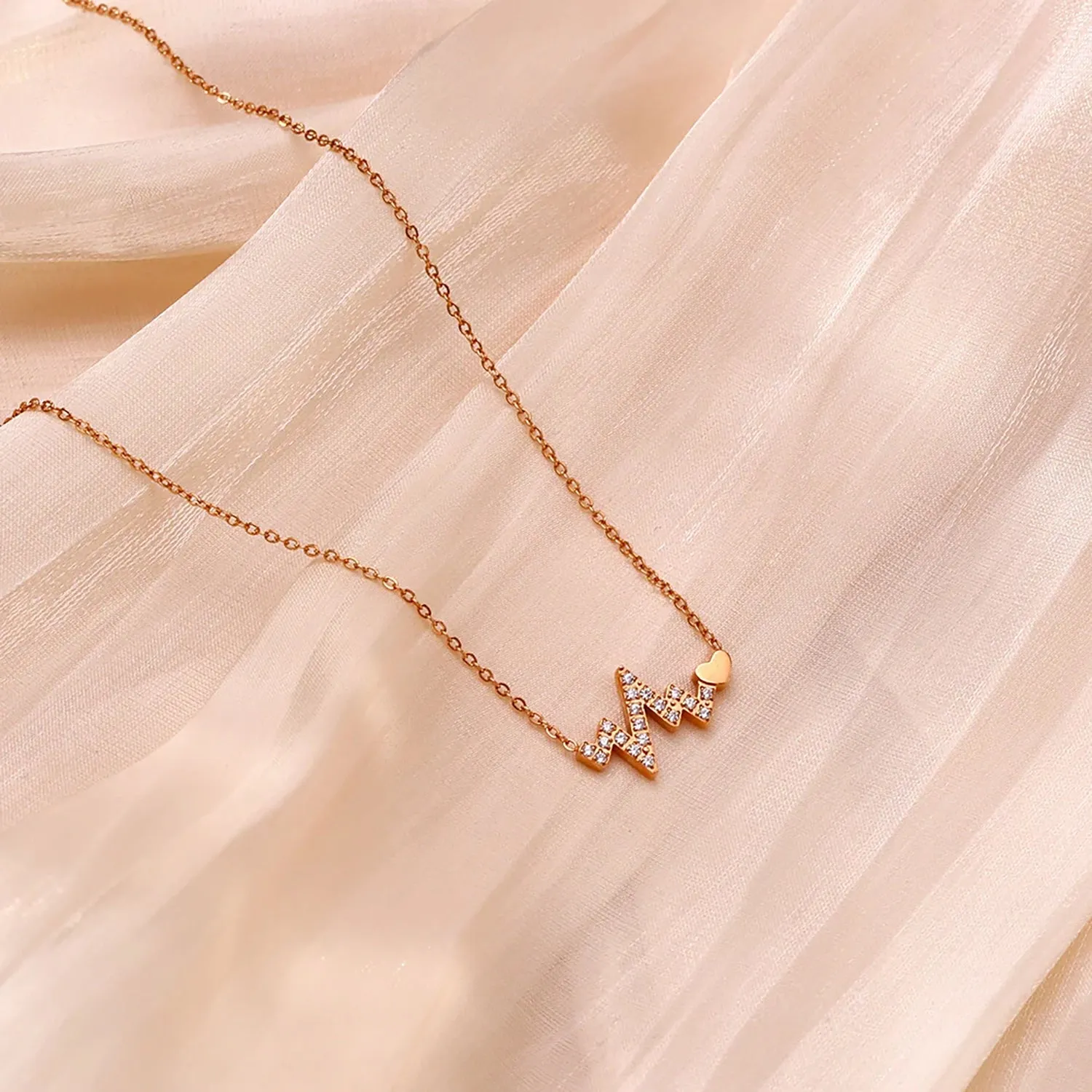 Midnight Romance Rose Box with Heartbeat Crystal Necklace