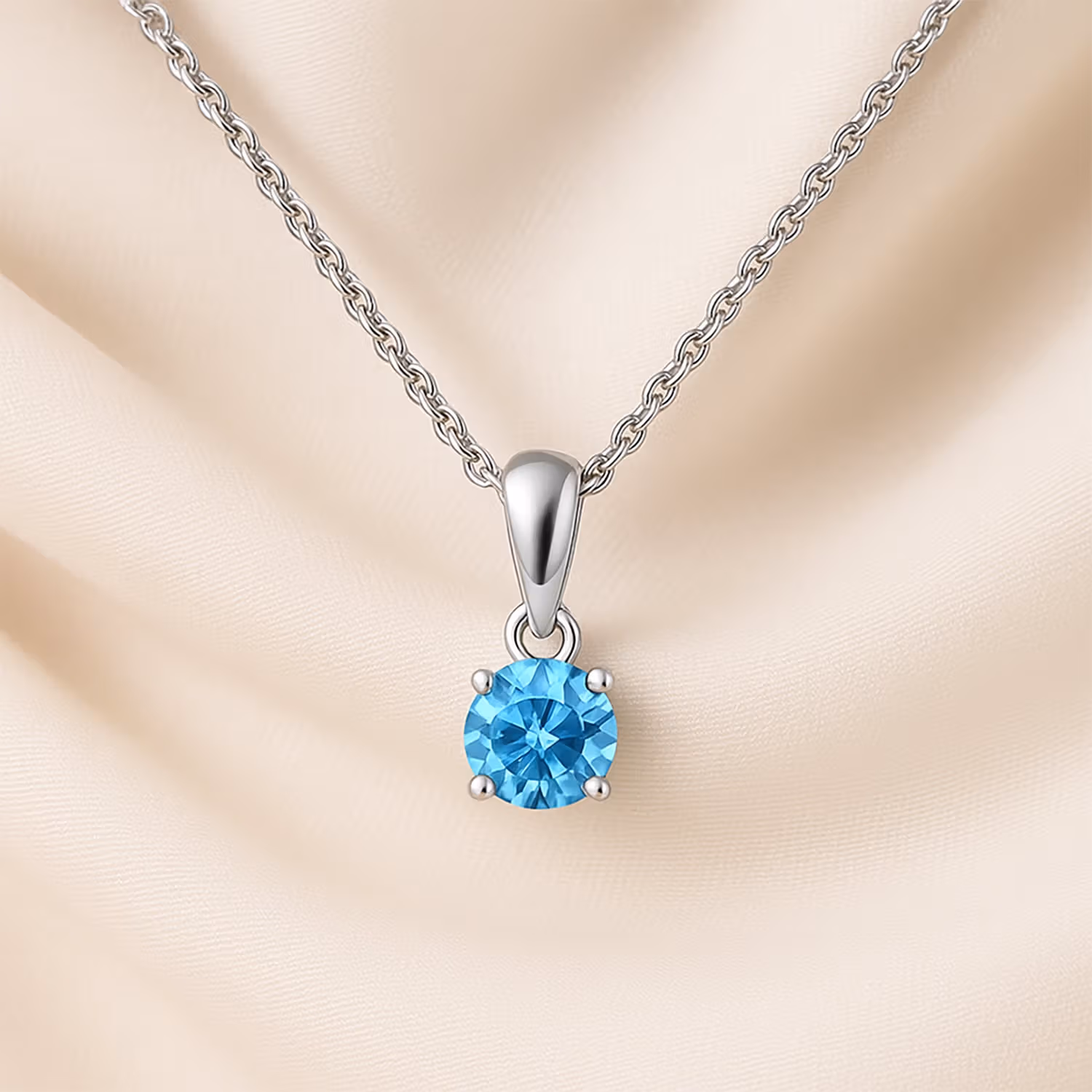 Blue Glow Silver Necklace with Rosy Desire Gift Box