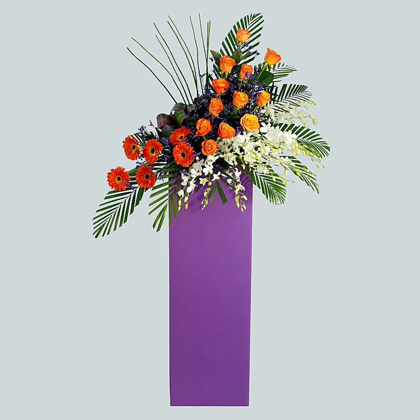 Beautiful Mixed Flowers Cardboard Stand