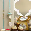 Elegant Enchanted Stone Work Lumba Pearl Rakhi Set with Ferrero Rocher Choco Combo
