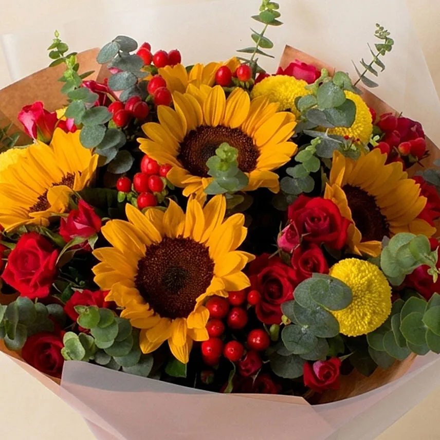 Yellow and Red Floral Energy Bouquet