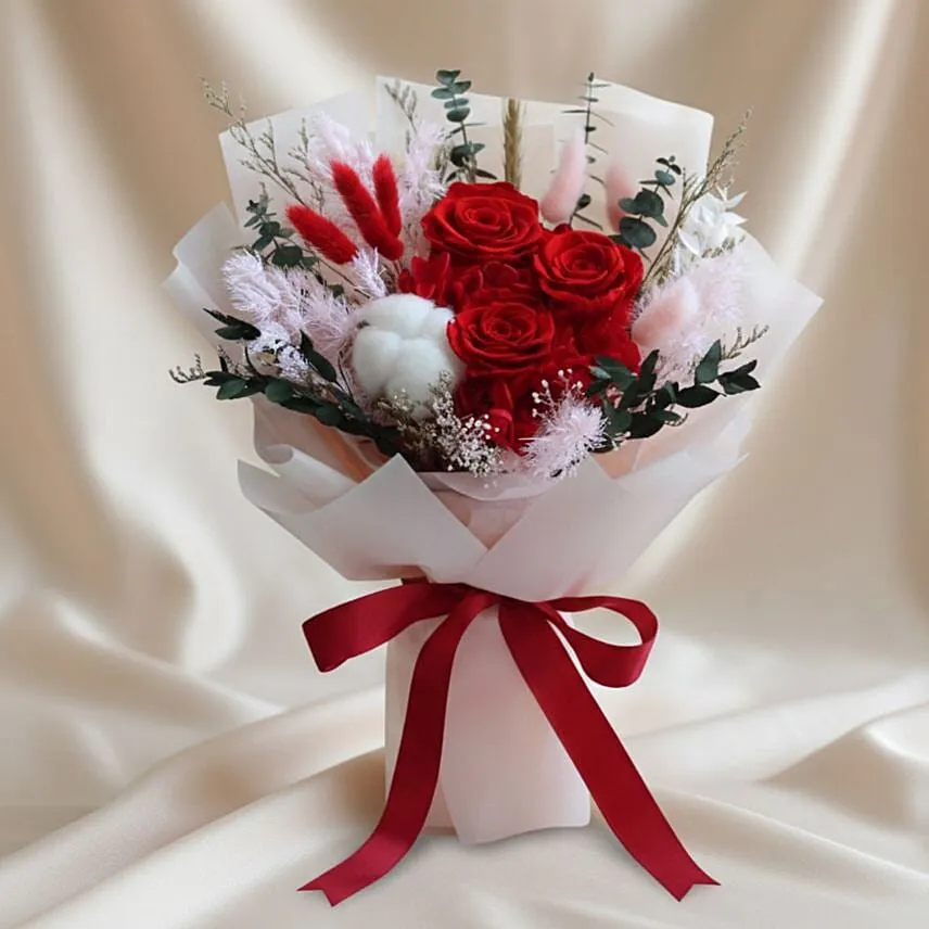 Forever in Blooms Red Rose 2 in 1 bouquet with built-in vase