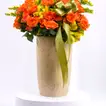 Otantik Home - Elegant Medium Decorative Vase with Orange Roses - Ivory & Gold
