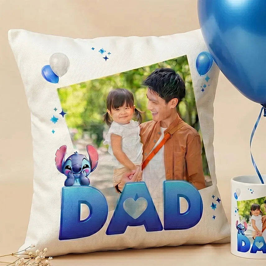 Stitch Theme Personalised Cushion, Mug & Gin Set for Dad