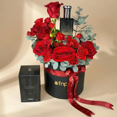 مجموعة هدايا رومانسية مع عطر أجمل كاربون