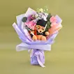 Cute Graduation Teddy & Fresh Flowers Bouquet