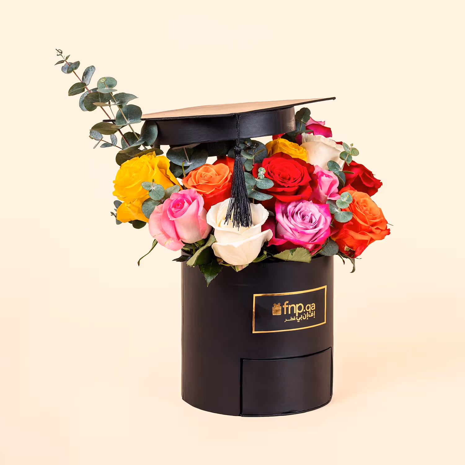 The Elegant Rainbow Rose Box with Ferrero Rocher