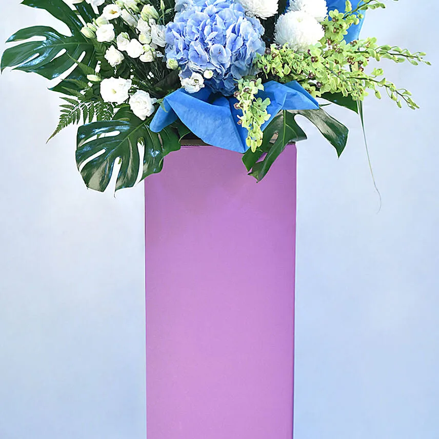 Soothing Mixed Flowers Purple Stand