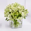 Elegant White Alstromeria Flower Arrangement in Glass Vase