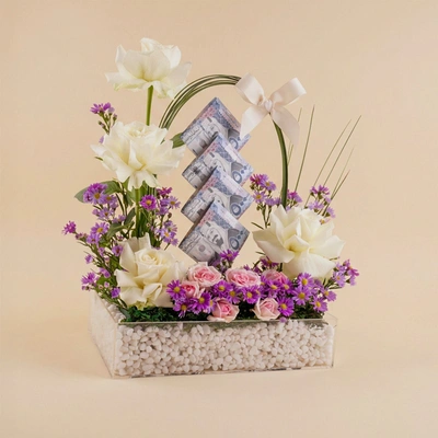 Flowers and Money Arrangement SAR2000