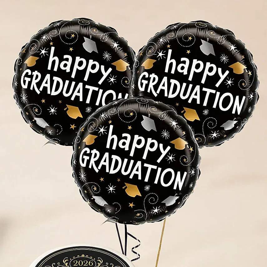 Graduation Congrats Chocolate Mini Cake & Balloons
