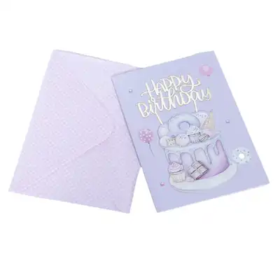 Charming Pink Birthday Card with Delightful Cake Design (Variety of Designs Available)