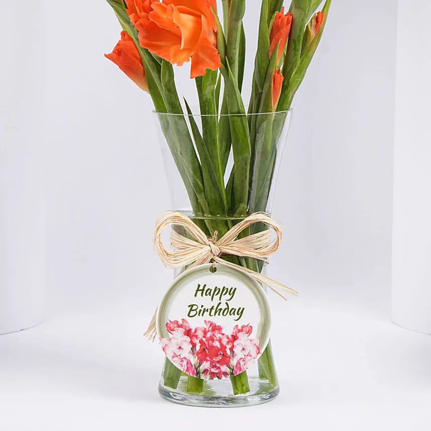 Birthday Wishes Orange Gladiolus