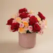 Blush Kiss Roses Bouquet in Elegant Pink Ceramic Vase - Arrangement