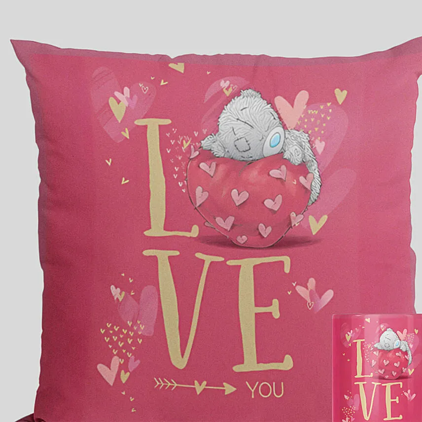 Valentines day Love with Teddy Cushion N Mug Combo