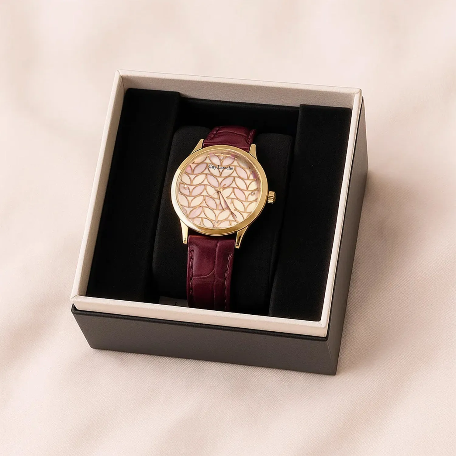 Guy Laroche Women's Watch n Purple Flower Box