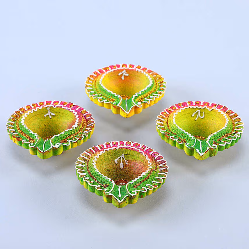 Deepavali Floral Diyas With Rasgulla