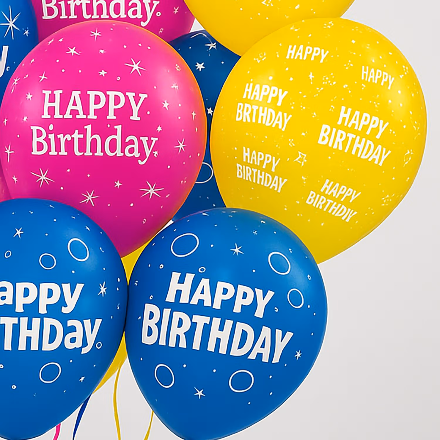 Vibrant Happy Birthday Latex Balloons - Pack of 10