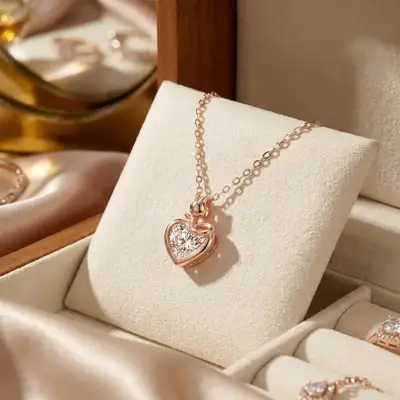 Omnia Heart Lumière Necklace in 18K Rose Gold with Diamond Accent