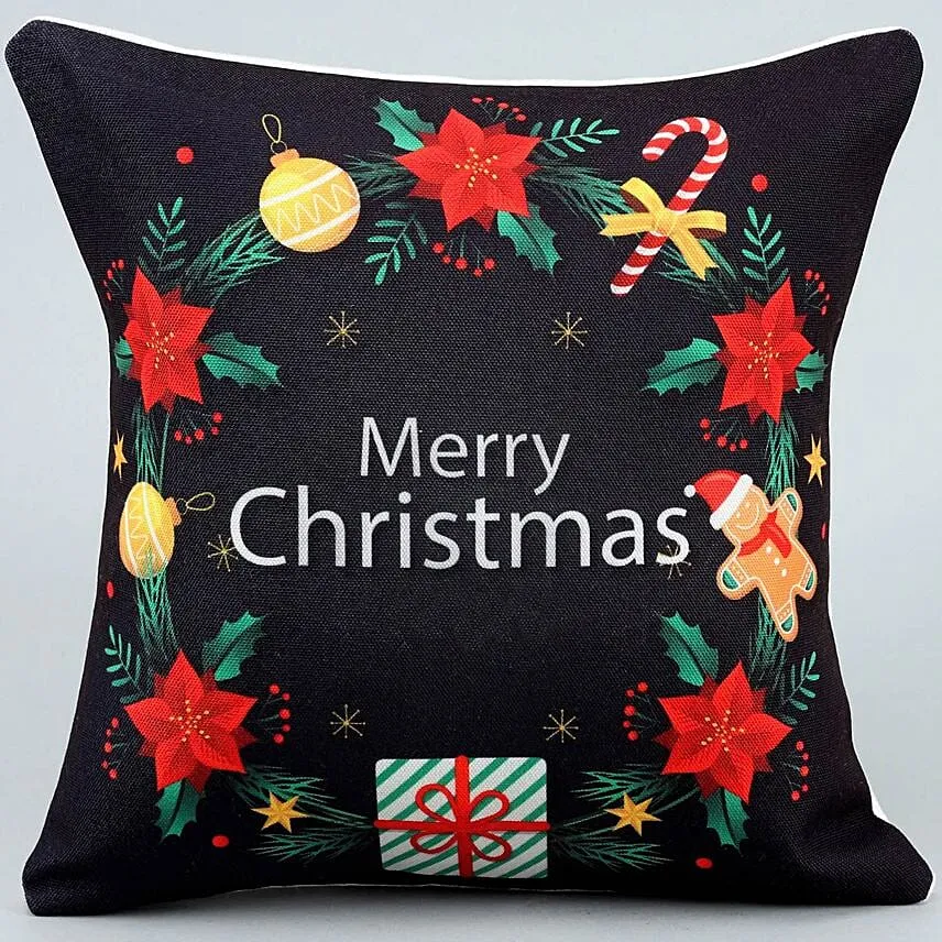 Exotic Xmas Wreath Personalised LED Cushion