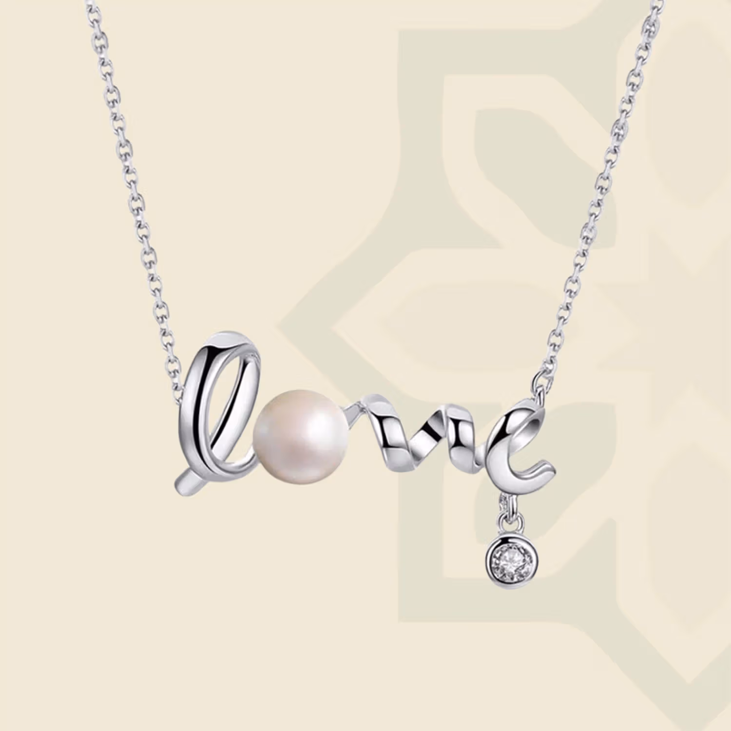 Blush Rose Bouquet & Sterling Silver Love Necklace Gift Set