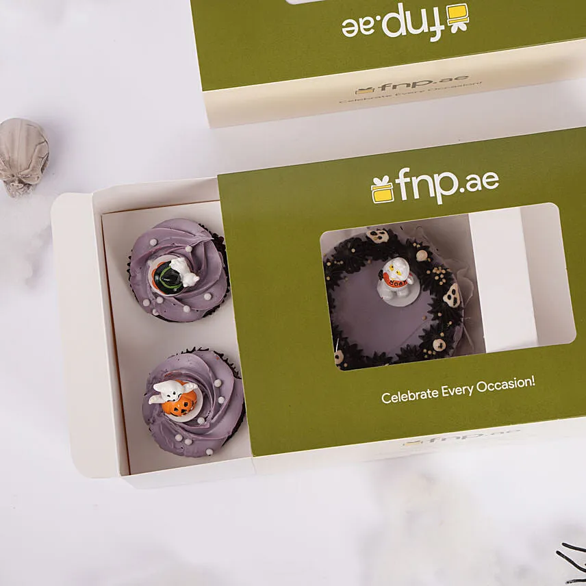 Halloween Purple Bento Cake And Cupcakes