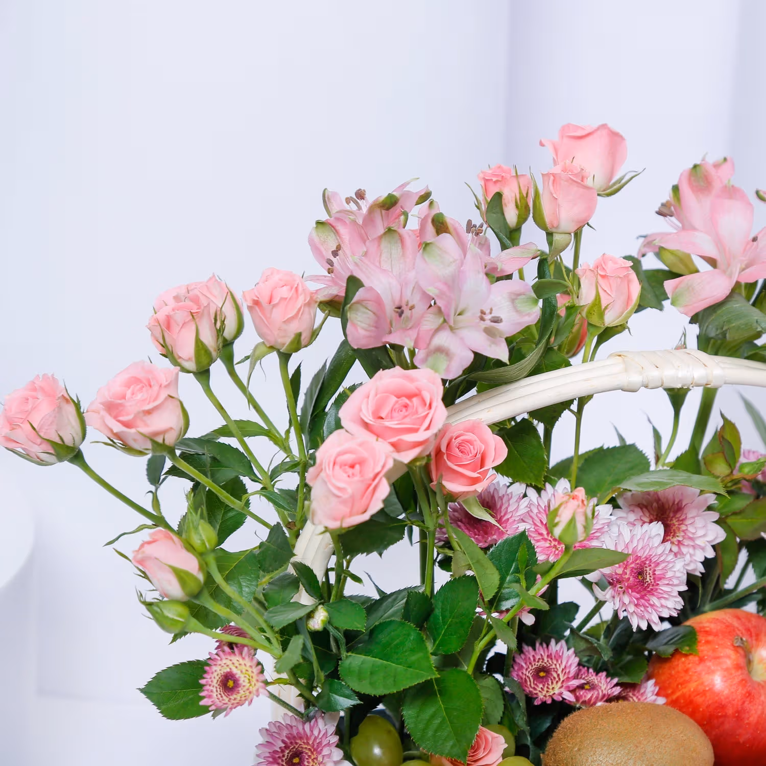Exquisite Healthy Choice Basket: A Floral and Fruit Delight
