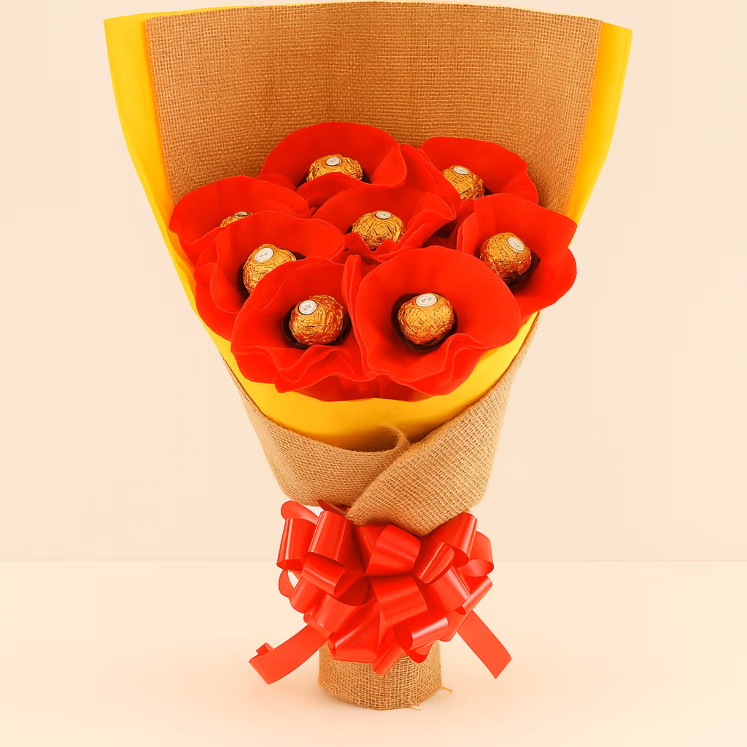 Elegant Jute Wrapped Ferrero Rocher Chocolate Bouquet