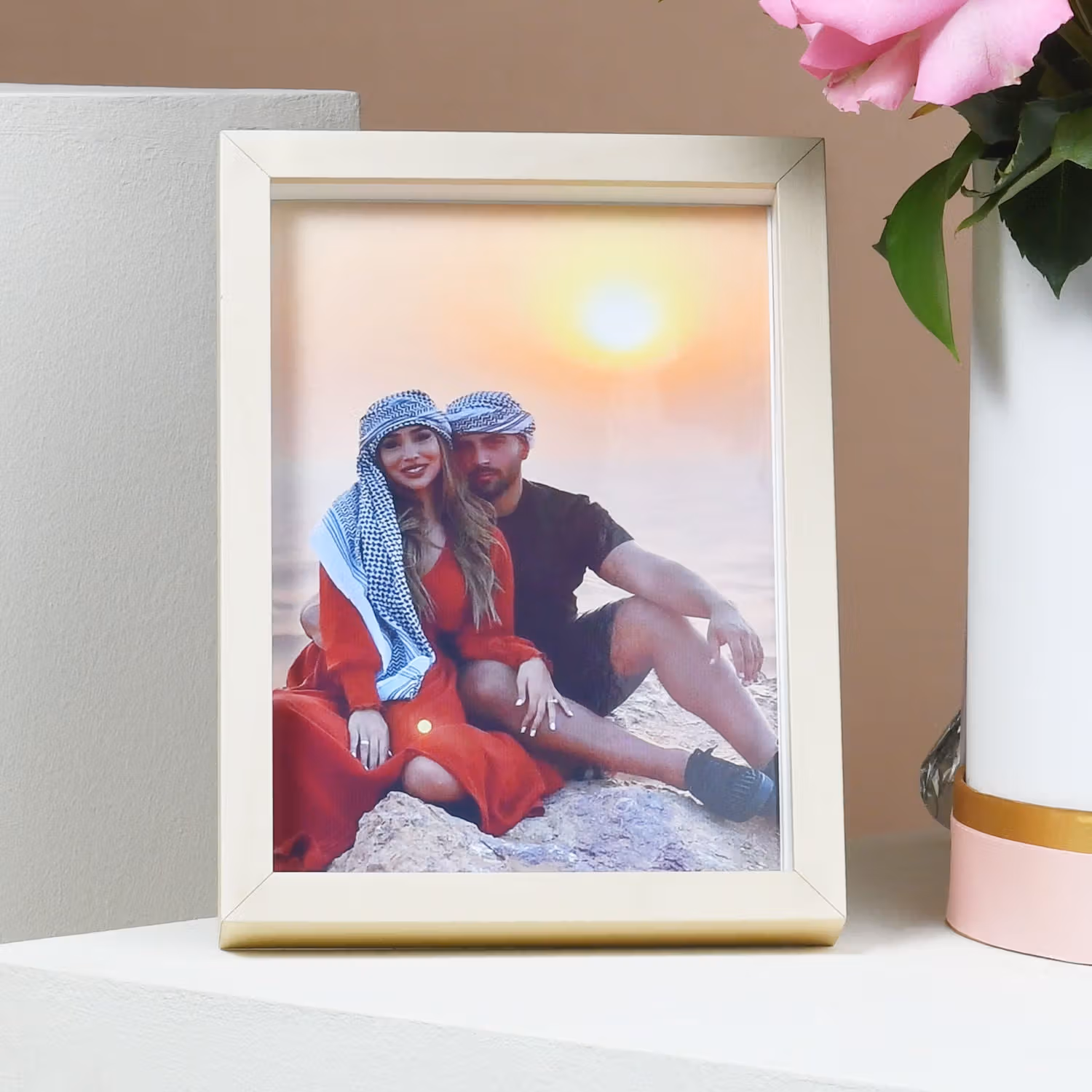 Elegant Floral Arrangement with Personalized Photo Frame