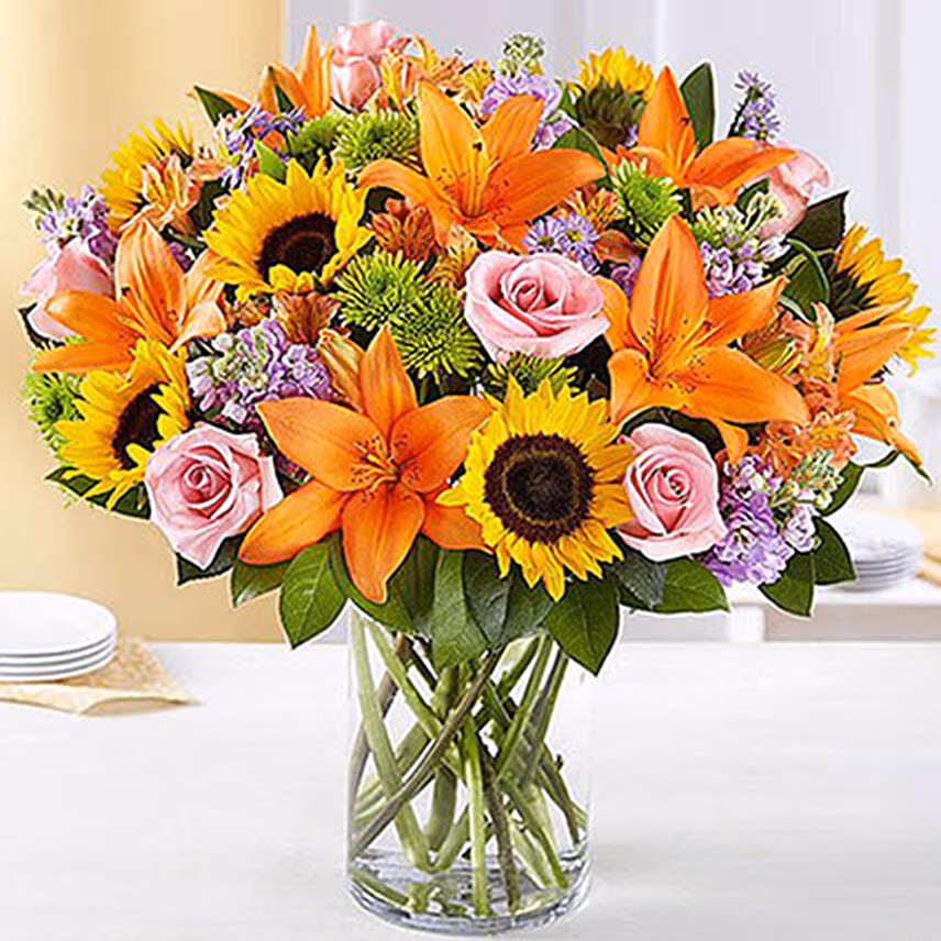 Vibrant Bunch of Flowers With Ferrero Rocher