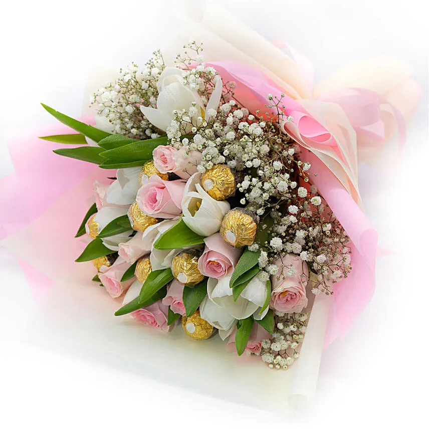 Delightful Flowers & Ferrero Rocher Bouquet