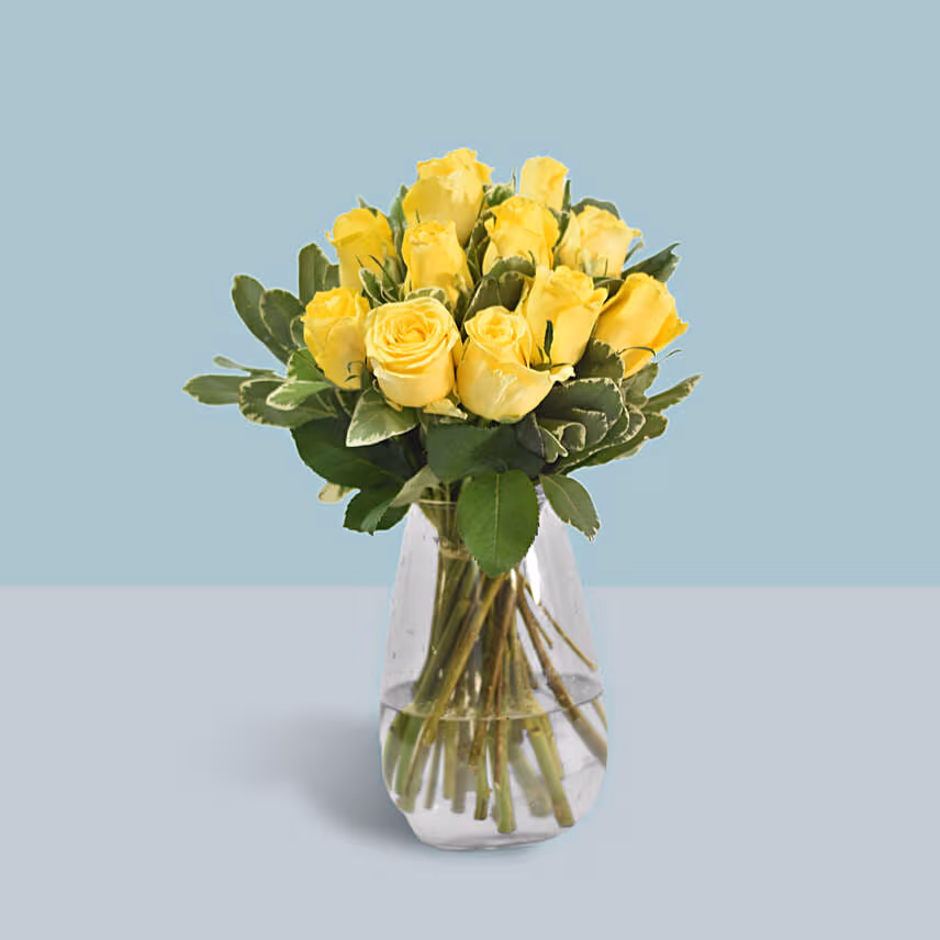 Vase Of Sunshine 12 Yellow Roses