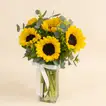 Radiant Sunflower Bouquet in Elegant Glass Vase