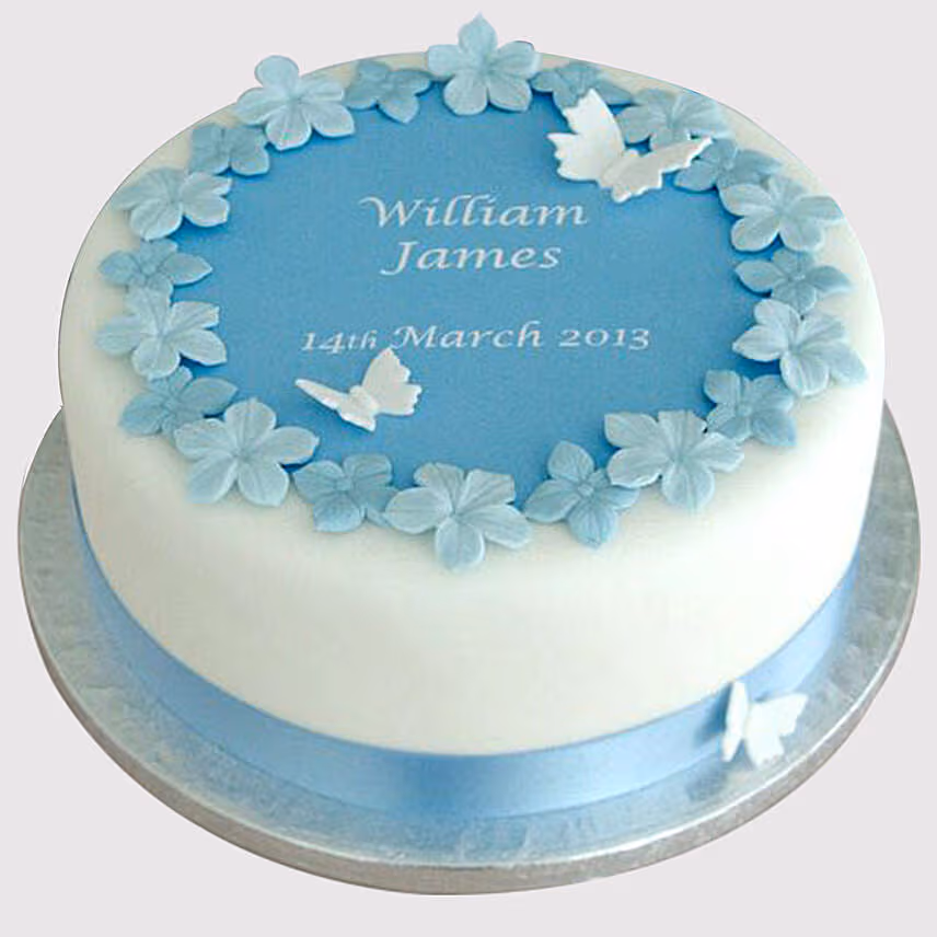 Blue Butterfly Strawberry Cake