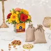 Sparks of Joy Deepavali Flower Arrangement with Almonds and Cashews