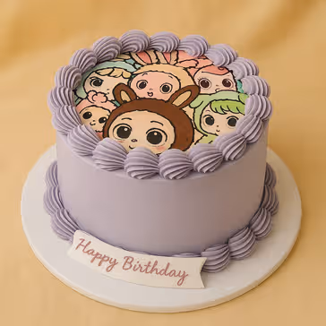 Delicious Red Velvet Labubu Faces cake - Chocolate