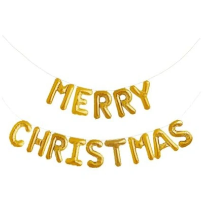 Festive Gold Merry Christmas Alphabet Balloon Banner