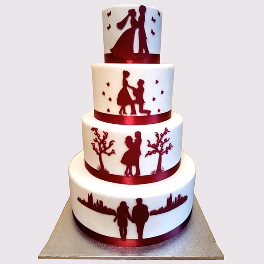 4 Layered In Love Couple Truffle Cake