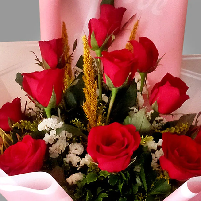 Red Roses Bouquet And Teddy Bear