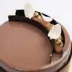 Decadent Caramel Gold Fudge Cake with Elegant Chocolate Design