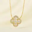 Elegant Radiant Floral Pendant Necklace in 925 Sterling Silver with Gold Plating