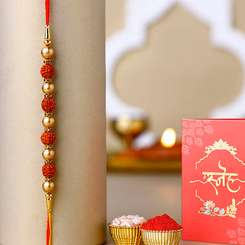 Rudraksha Rakhi Blessings N Laddoo Delight