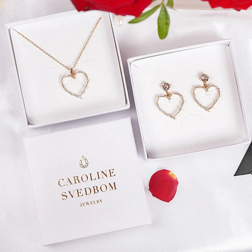 Caroline Svedbom Baguette Heart Jewelery Gift Set For Her