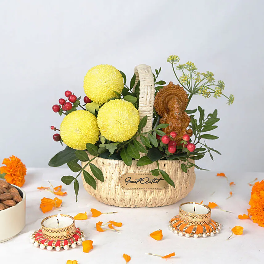 Laxmi Idol and Flowers Basket