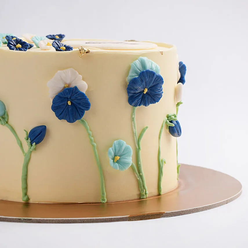 Delphinium Bloom Birthday Red Velvet Cake