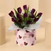 Elegant Purple Tulips in Heart Box for Mother's Day
